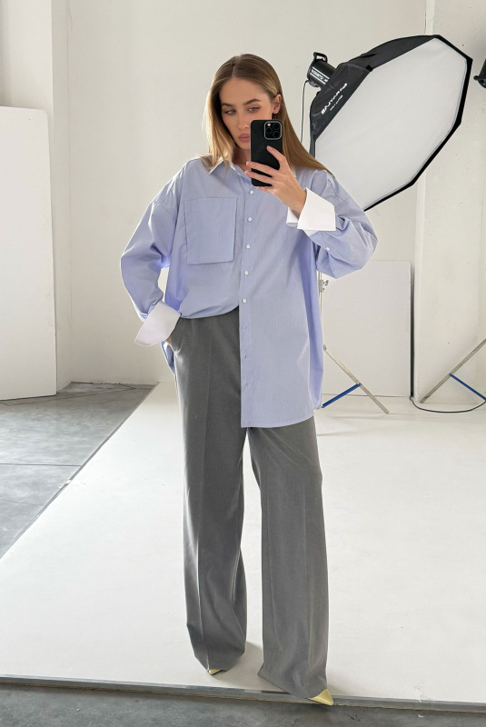 Рубашка объемная в полоску LIGHT BLUE