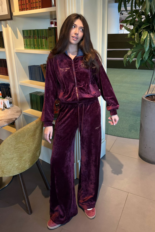 Брюки широкие из велюра BURGUNDY