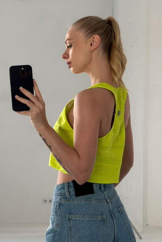 Майка укороченная изо льна LIME Майка укороченная изо льна LIME