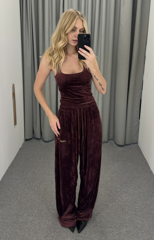 Майка из велюра BURGUNDY