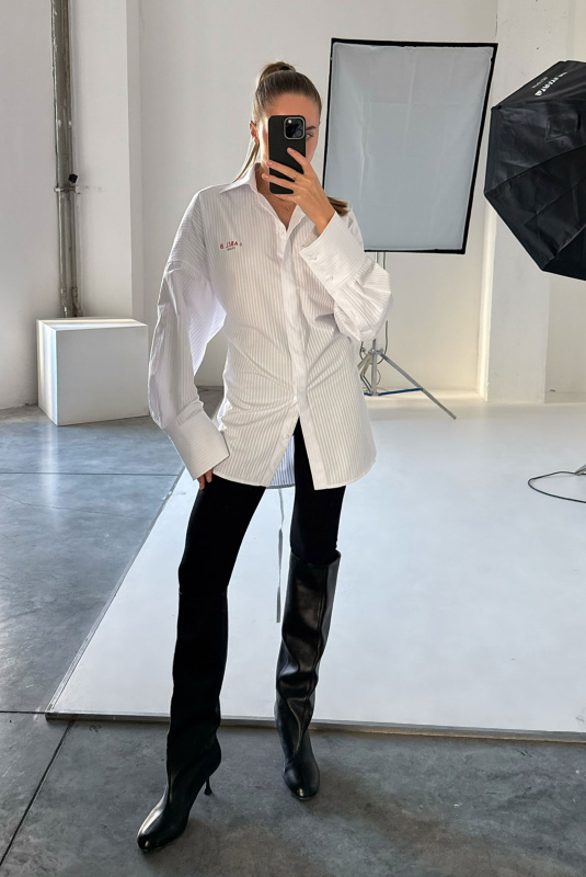 Рубашка с широкими манжетами WHITE