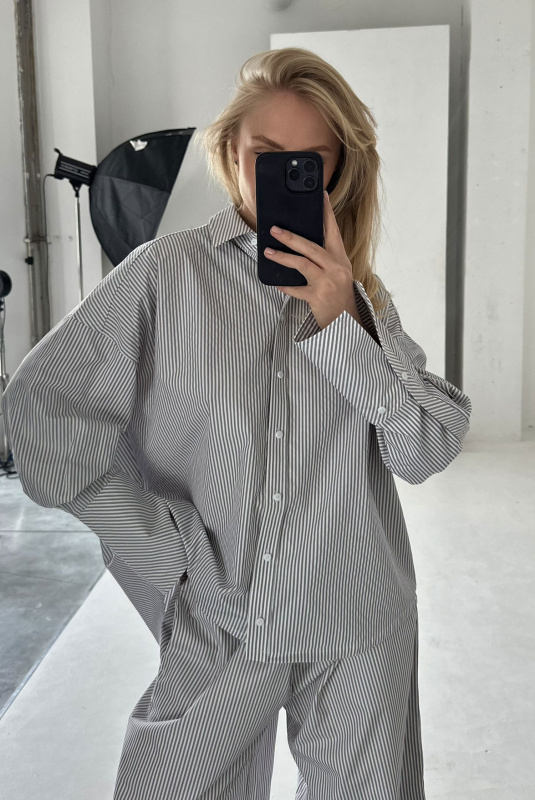 Брюки на узком поясе из хлопка GREY Брюки на узком поясе из хлопка GREY