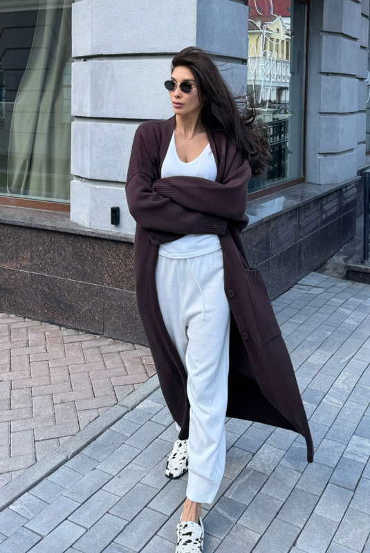 Кардиган длины макси BROWN