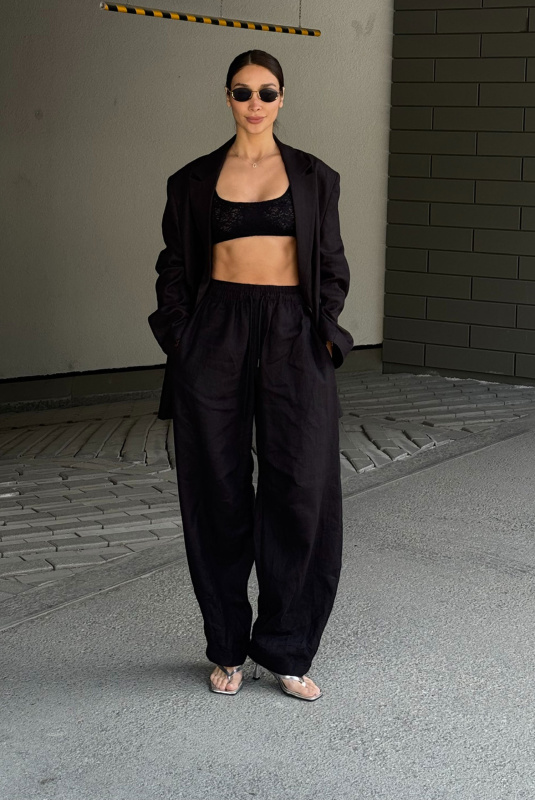 Брюки "бананы" изо льна BLACK Брюки "бананы" изо льна BLACK