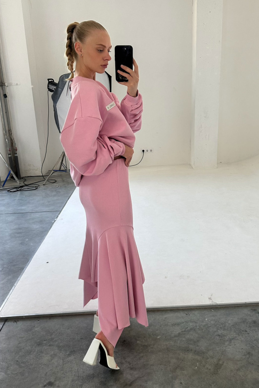 Юбка с клиньями из фактурного трикотажа LIGHT PINK Юбка с клиньями из фактурного трикотажа LIGHT PINK