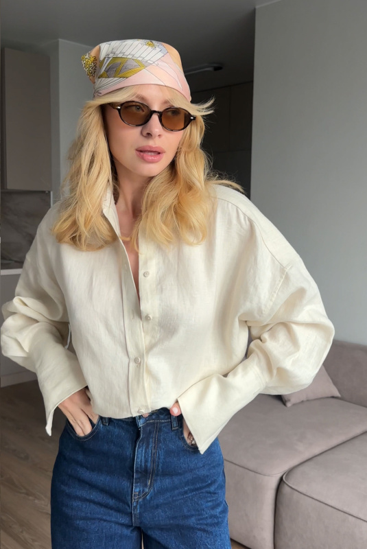 Рубашка объемная изо льна BEIGE Рубашка объемная изо льна BEIGE