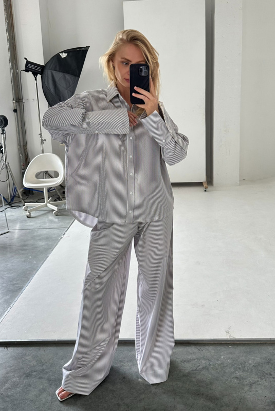 Брюки на узком поясе из хлопка GREY Брюки на узком поясе из хлопка GREY