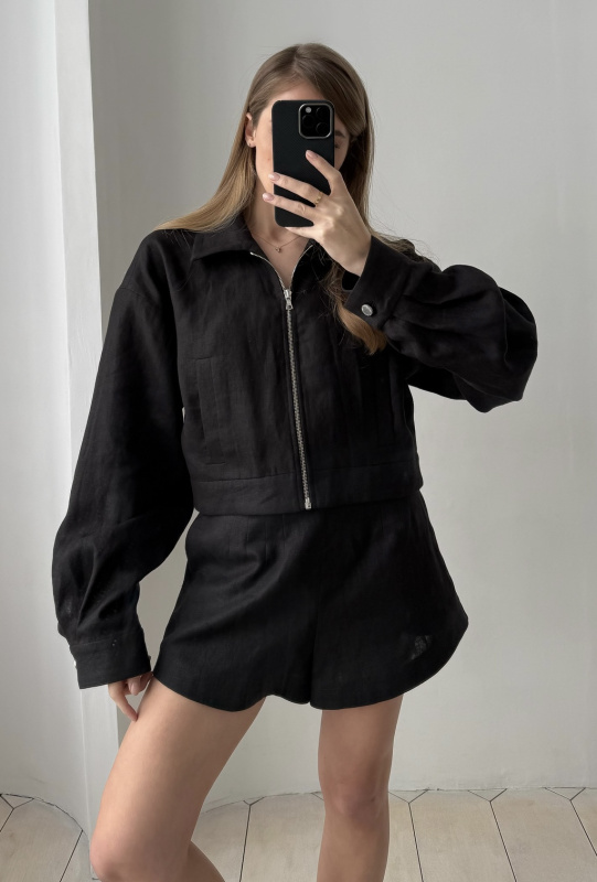 Бомбер изо льна BLACK Бомбер изо льна BLACK