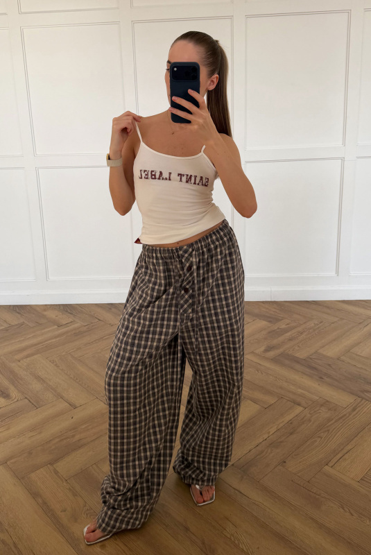 Брюки «бананы» в клетку (сине-коричневые)