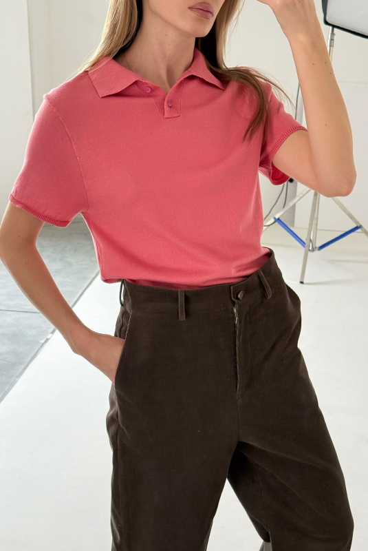 Футболка-поло вязаная LIGHT PINK