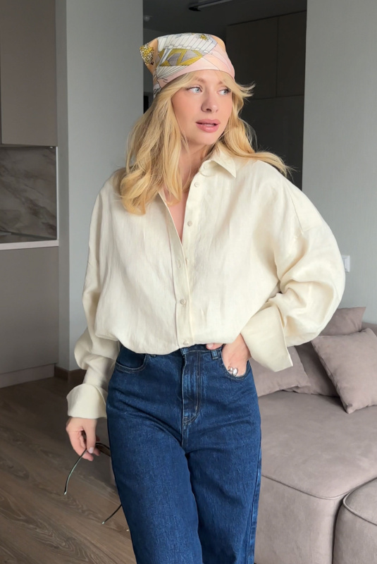 Рубашка объемная изо льна BEIGE Рубашка объемная изо льна BEIGE