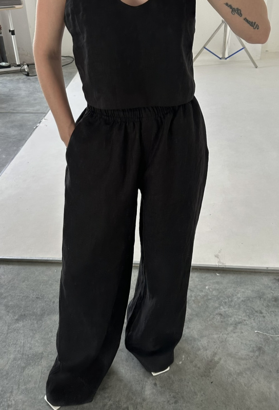 Брюки широкие изо льна BLACK Брюки широкие изо льна BLACK