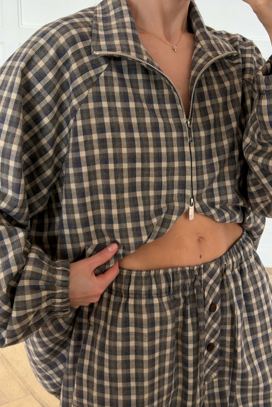 Олимпийка в клетку (сине-коричневая)