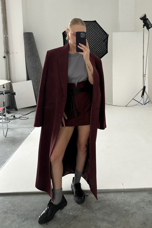 Юбка мини на высокой посадке BURGUNDY