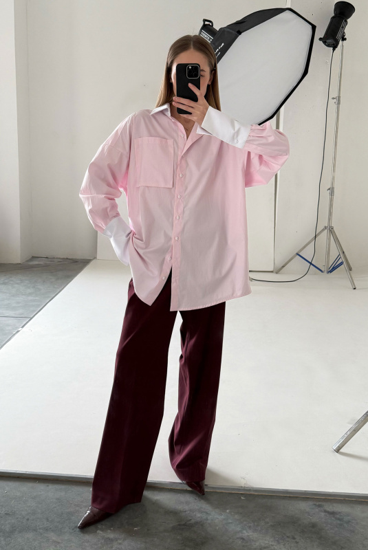 Рубашка объемная в полоску LIGHT PINK Рубашка объемная в полоску LIGHT PINK