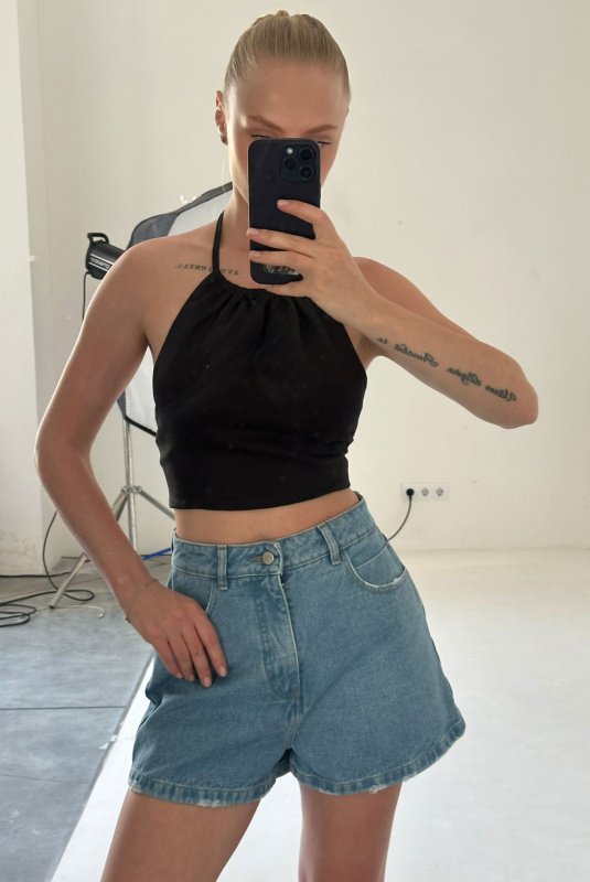 Топ на завязках изо льна BLACK Топ на завязках изо льна BLACK