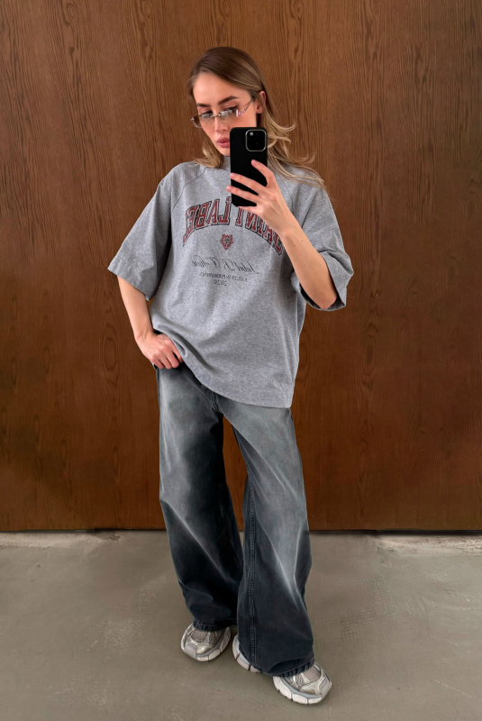 Футболка с рукавом реглан HRTG GRAY MELANGE