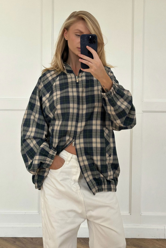 Олимпийка в клетку (сине-зеленая)