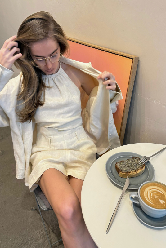 Топ на завязках изо льна BEIGE