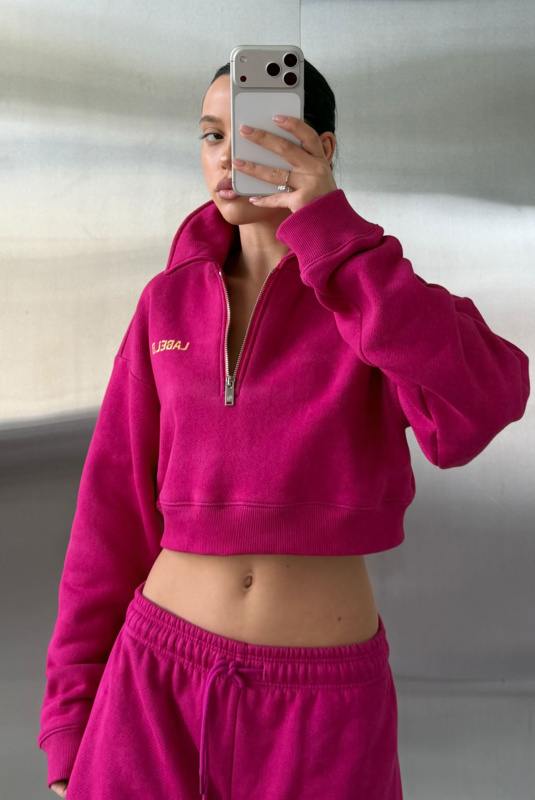 Свитшот поло укороченный (фуксия)