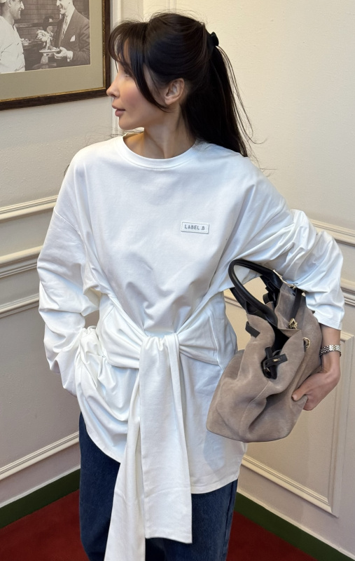 Лонгслив объемный с завязками WHITE