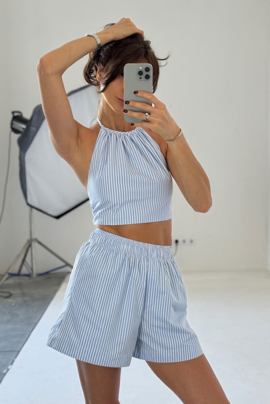 Топ на завязках из хлопка LIGHT BLUE Топ на завязках из хлопка LIGHT BLUE