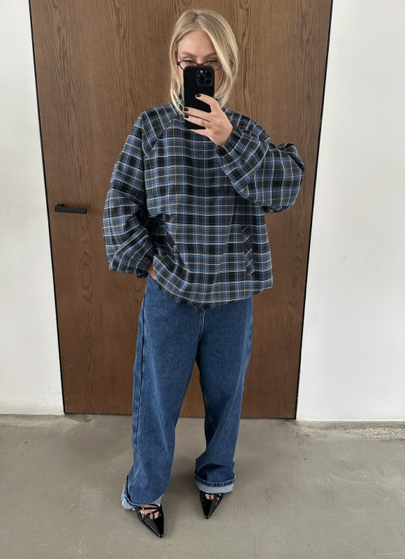 Олимпийка костюмная в клетку (синий)