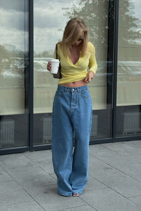 Лонгслив поло вязаный LIGHT YELLOW