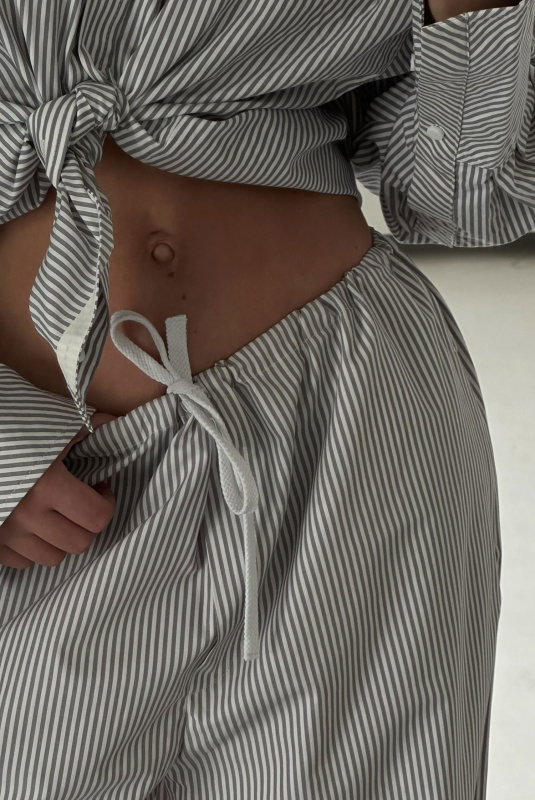 Брюки на узком поясе из хлопка GREY Брюки на узком поясе из хлопка GREY