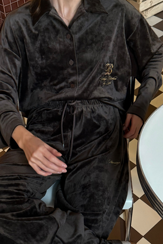 Лонгслив из велюра BROWN