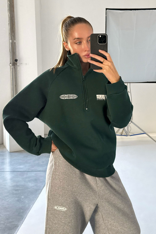 Свитшот на молнии Fleece DARK GREEN