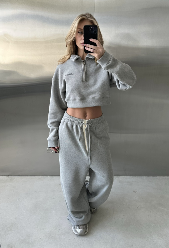 Свитшот поло укороченный GRAY MELANGE