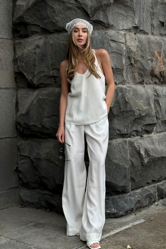 Брюки широкие из тенсела WHITE Брюки широкие из тенсела WHITE