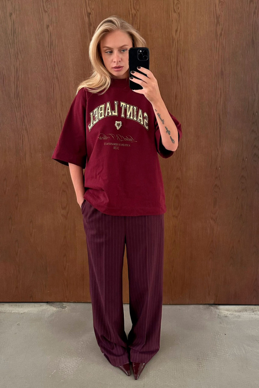 Футболка с рукавом реглан HRTG BURGUNDY