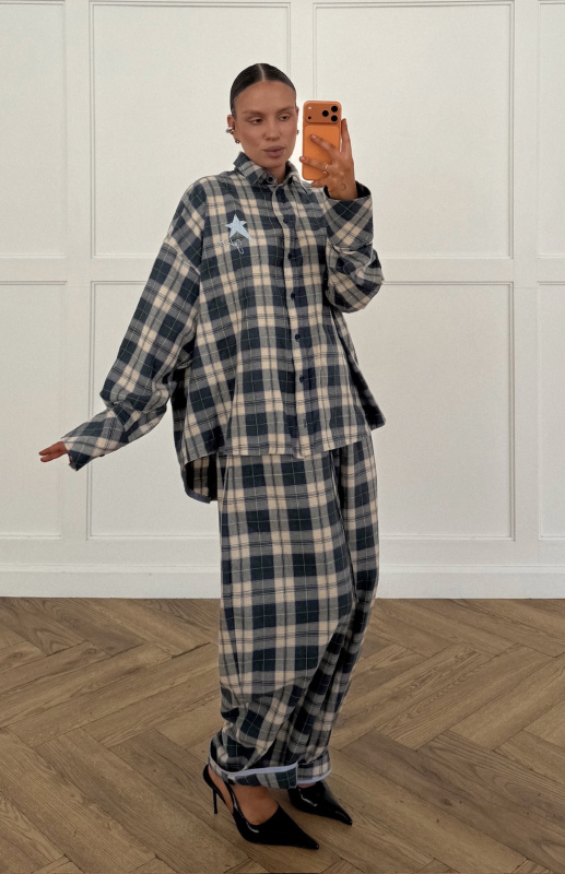 Рубашка объемная в клетку