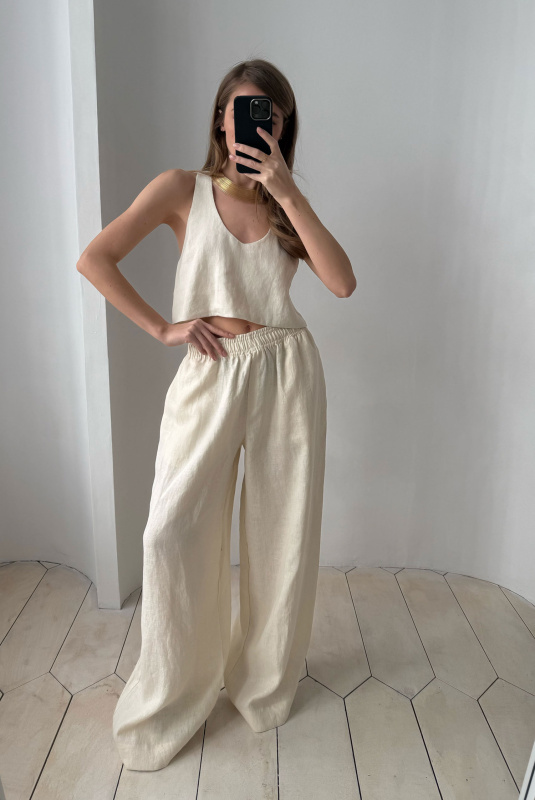 Майка укороченная изо льна BEIGE Майка укороченная изо льна BEIGE