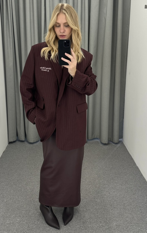 Пиджак объемный с принтом BURGUNDY