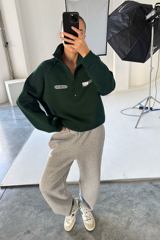 Свитшот на молнии Fleece DARK GREEN