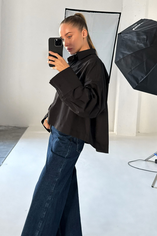 Рубашка обьемная укороченная BLACK