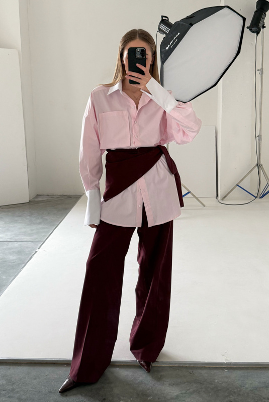 Рубашка объемная в полоску LIGHT PINK Рубашка объемная в полоску LIGHT PINK