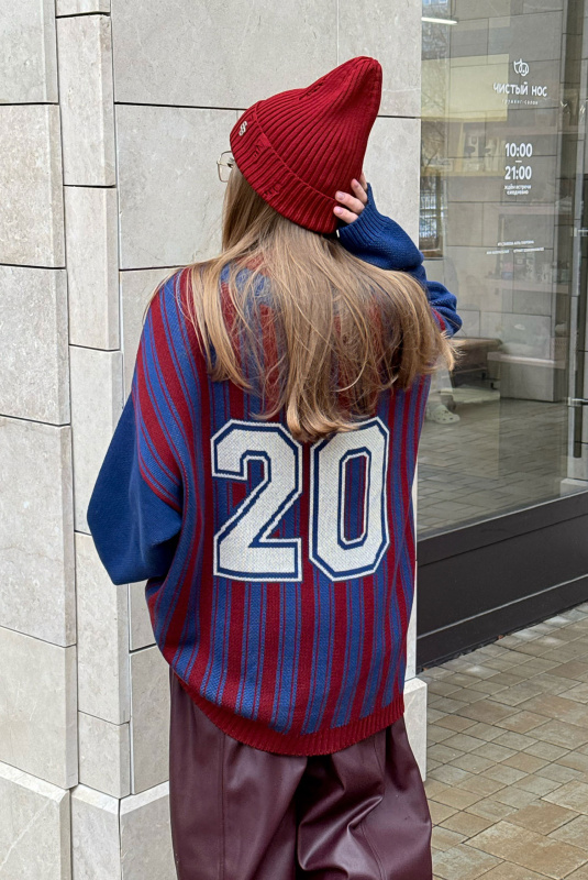 Cвитшот вязаный BLUE\BURGUNDY