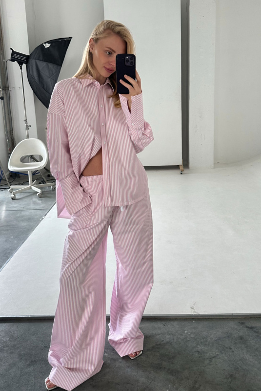 Брюки на узком поясе из хлопка LIGHT PINK Брюки на узком поясе из хлопка LIGHT PINK