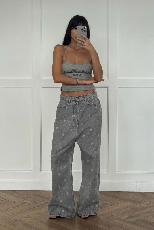 Джинсы на низкой посадке с паттерном