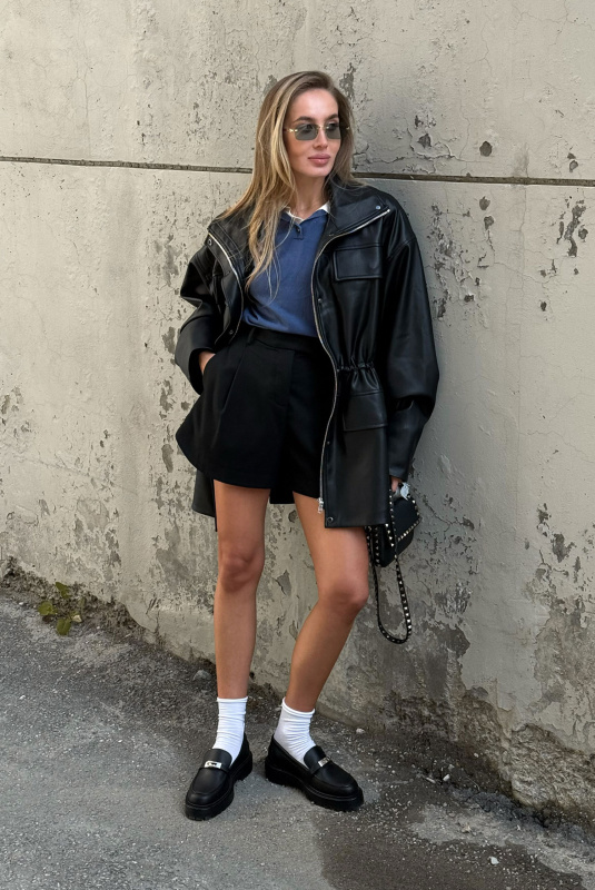 Парка из экокожи BLACK