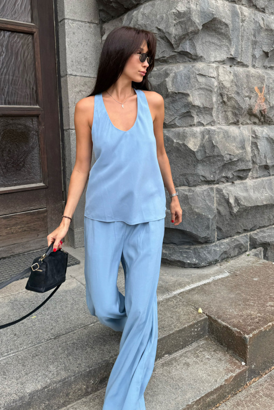 Брюки широкие из тенсела LIGHT BLUE Брюки широкие из тенсела LIGHT BLUE