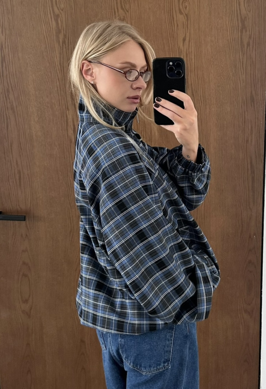 Олимпийка костюмная в клетку (синий)