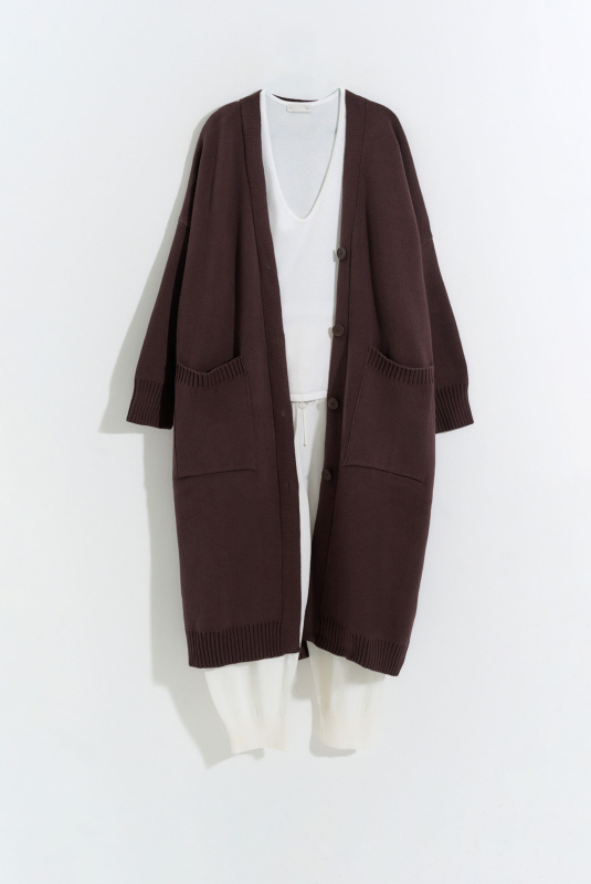 Кардиган длины макси BROWN