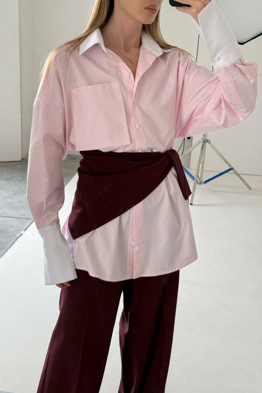 Рубашка объемная в полоску LIGHT PINK Рубашка объемная в полоску LIGHT PINK