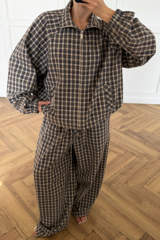 Олимпийка в клетку (сине-коричневая)