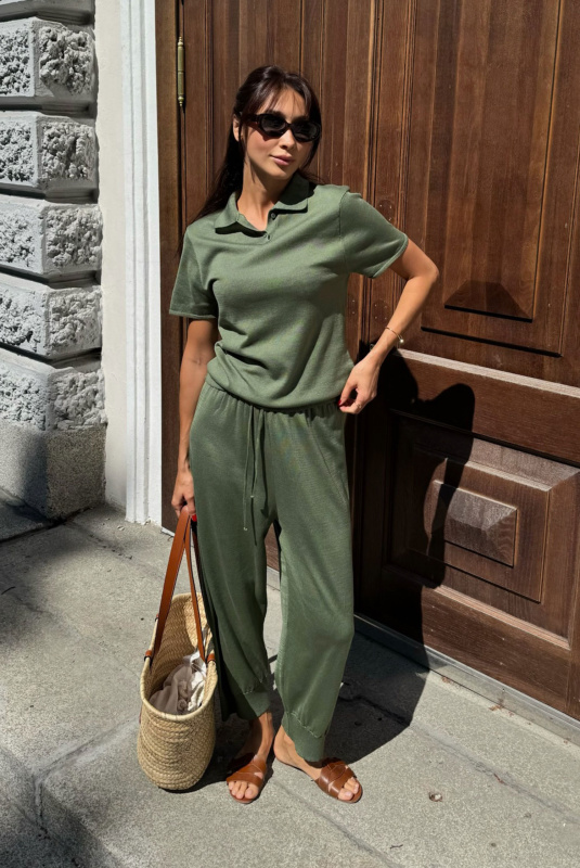 Футболка-поло вязаная LIGHT GREEN